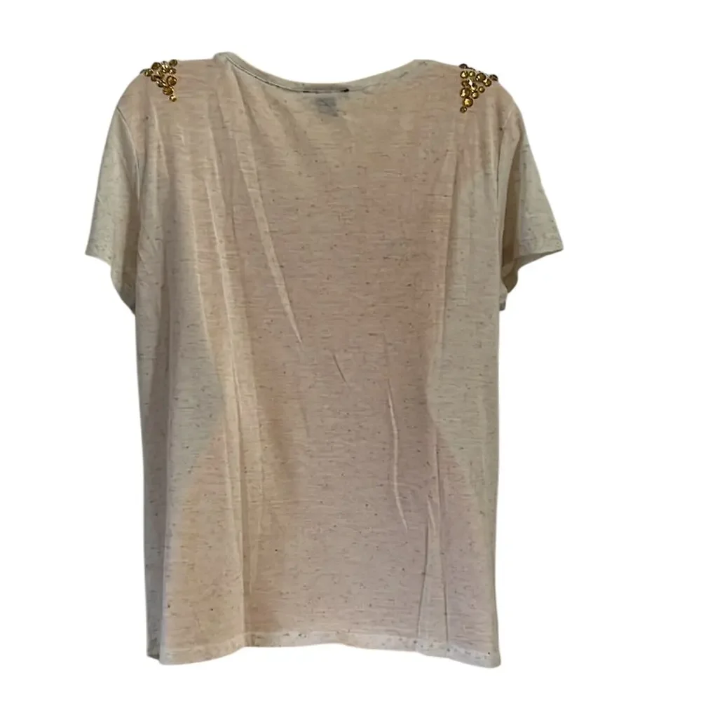H&M Beige Oatmeal Fleck Knit Top wi Jewel Embellishments Woman Size Medium Y2K - Picture 4 of 9